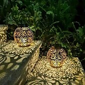 levne Zahradní osvětlení-1 ks led venkovní vodotěsná solární světla železná dutá projekce lucerna nádvoří zahrada trávník krajina světelná dekorace závěsná světla