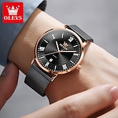 cheap Quartz Watches-OLEVS 5623 Mens Watch Simple Leisure Roman Scale Date Dial Stainless steel Waterproof Quartz Watch Rose Black