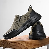 billiga Slip-ons och loafers till herrar-moderna slip-on-sneakers för män, grå mesh med elastisk slingring, snygga och bekväma urbana skor