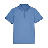 ieftine Polo clasic pentru bărbați-Pulover polo tricotat pentru bărbați, din amestec de mătase și bumbac, stil business casual, cu rever, mânecă scurtă, formal, cu fermoar, în blocuri de culori, vară, negru, albastru, gri