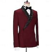 abordables Dîner de fête-Costumes de soirée pour hommes smokings costumes de retour à la maison noir bordeaux luxe formel couleur unie coupe standard 2 pièces simple boutonnage un bouton