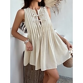 tanie Sukienki kwiatowe-Damskie Sukienka mini Codzienne sukienki Sukienka na szerokich ramiączkach Letnie sukienki Moda Klasyczny Nowoczesny Codzienny Święto Weekend Regularny Równina Bez rękawów Półgolf Czarny Czerwony