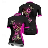 cheap Women&#039;s Jerseys-Women&#039;s Cycling Jersey Short Sleeve Bike Tee Tshirt Jersey with 3 Rear Pockets Mountain Bike MTB Breathable Quick Dry Anatomic Design Wicking Blue Fuchsia Orange Butterfly Sports Clothing Apparel