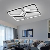 abordables Plafonniers encastrés et semi-encastrés-Plafonnier LED moderne pour salon, 4 têtes, 52 W, 64 W, carré, moderne, simple, télécommande, application, éclairage créatif personnalisé, gradation infinie, éclairage de la chambre principale