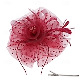baratos Capacete de Casamento-Peça para Cabeça Tule Penas Casamento Festa de Noite Elegante Casamento Com Penas Capacete Chapéu