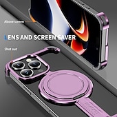 Недорогие Чехлы для iPhone-телефон Кейс для Назначение iPhone 16 Про Макс Плюс Айфон 15 Про Макс Плюс iPhone 14 13 12 Pro Max Plus Кейс на заднюю панель со стендом Магнитный Поддержка беспроводной зарядки Ретро Металл