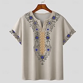 levne Vintage trička-Pánské Bandana Print Tričko Tričko Krátký rukáv tričko 3D tisk Do V Košile Designové Cikánský Dovolená Denní Světle modrá Světlá růžová Šedá Léto Jaro Oblečení Běžný S M L XL XXL XXXL