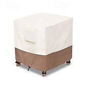 abordables Fundas para Muebles de Patio-Funda impermeable para muebles de patio, tela Oxford 420D, poliuretano recubierto de plata, rectangular e impermeable para mesa y silla, marrón y beige.