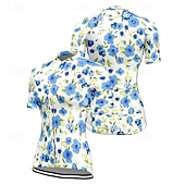 abordables Maillots de mujer-Mujer Maillot de Ciclismo Flor Manga Corta Bicicleta Camiseta Maillot con 3 bolsillos traseros MTB Bicicleta Montaña Secado rápido Diseño Anatómico Capilaridad Transpirable Deportes Amarillo Rosa Azul