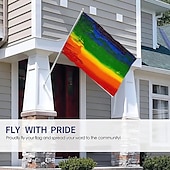 お買い得  ガーデンフラッグ、バナー-6月プライド月間 LGBTQ LGBT プライドフラッグ レインボー ハッピープライド屋外装飾 屋内用 グロメット付き 家庭 庭装飾 休日バナーサイン