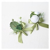 voordelige Bruiloftspakken-Heren Bruiloft Corsage Zomer Bruiloft Witte Champagne Corsage voor Bruidegom en Bruidsjonkers Bloemaccessoires Party Stukken Decoraties