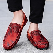 abordables Chaussures sans lacets &amp; mocassins-Mocassins brodés de fleurs pour hommes en daim jaune - des chaussures élégantes à enfiler parfaites pour les sorties décontractées et les événements artistiques