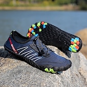 economico Sneakers Casual-scarpe da ginnastica da uomo a piedi nudi - rosso brillante, suola robusta, design senza lacci - perfette per escursioni e avventure all'aria aperta