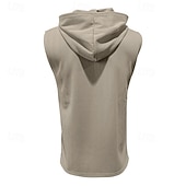 preiswerte Fitness Tank-Tops-Herren Tank Top Weste Unterhemd Ärmelloses Shirt Ärmellos Mit Kapuze Sommer Einfach Mode Designer Urlaub Straße Ausgehen Schwarz Weiß Khaki Top T-Shirt für Herren
