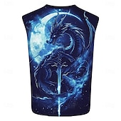voordelige T-shirts met dierenprint-Voor heren Draak T-shirt Korte mouw T-shirt 3D-afdrukken Strakke ronde hals Overhemd Modieus Straat Buitensporten Casual blauw Zomer Lente Kleding S M L XL XXL XXXL