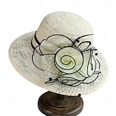 billige Partyhatter-Hatter polyester Solhatt Bryllup Ferie Te Fest Hesteløp cocktail Elegant Årgang Solbeskyttelse Med Blomster Hodeplagg Hodeplagg