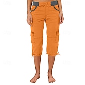 economico pantaloni cargo da donna-Per donna Pantaloni capri Pantaloni da paracadute Moda Streetwear Lunghezza al polpaccio Naturale Blocco di colori Coulisse Tasca Comodo All'aperto Confortevole Streetwear Uscire Rosso arancione