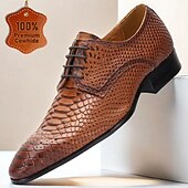 preiswerte Klassische Anzugschuhe-Elegante Oxford-Schnürschuhe aus Pythonleder für Herren – perfekt für Kentucky Derby und formelle Anlässe
