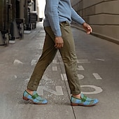 abordables Chaussures en Tissage Texturé-Mocassins à boucle en nylon tissé vert pour homme - Chaussures décontractées uniques