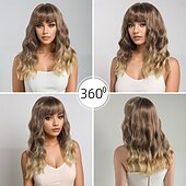 levne Syntetické trendy paruky-Syntetické paruky Loose Curl Velké vlny Vrstvený střih Hluboké rozdělení na stroji Paruka 20&quot; A1 Umělé vlasy Dámské Střední část Klasické Melírované vlasy Hnědá
