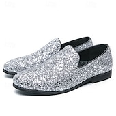 levne Pánské nazouváky a mokasíny-pánské plesové boty - zlaté třpytivé slip-on mokasíny pro okouzlující večerní nošení