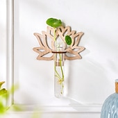 economico sculture murali-stazione di propagazione delle piante a parete – supporto in legno con provette in plastica per talee di piante idroponiche da interno, arredamento per la casa e l&#039;ufficio, regalo unico per gli