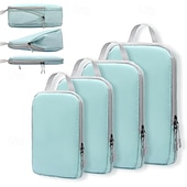 economico deposito bagagli e viaggi-set di cubi di compressione per l&#039;imballaggio da viaggio, borse portaoggetti di grande capacità da 4 pezzi con tessuto a motivo a rombi, organizer impermeabile per bagagli