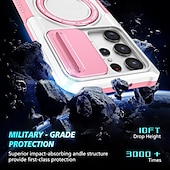 お買い得  サムスン用ケース-Samsung Galaxy S24 Ultra Plus S24 FE S23 Ultra Plus S22 Plus Ultra用電話ケーススタンドホルダー付きマグネットサポートワイヤレス充電レトロPC