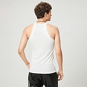 cheap Tank Tops-Men's Tank Top Vest Top Undershirt Muscle Shirt Sleeveless Square Summer Plain Fashion Streetwear Bodybuilding Fitness Ribbed Beach Homewear White Top Tee for Men