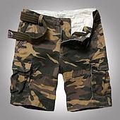 baratos Clássico-Homens Bermuda Cargo Shorts camuflados Shorts de verão Botões Bolso multi Bolso com aba Tecido Côr Camuflagem camuflagem Conforto Vestível Comprimento do joelho Ao ar livre Esporte Diário Moda Casual