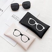 abordables almacenamiento de equipaje y viajes-Bolsa de almacenamiento para gafas de sol, bolsa de maquillaje de viaje con cierre automático, estuche portátil de PU para gafas, lápiz labial &amp;almacenamiento misceláneo