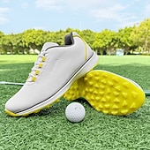 preiswerte Herren Golfschuhe-Herren Performance Golf Sneaker in Weiß mit roten Schnürsenkeln, atmungsaktive Mikrofaser, ideal für Amateurgolfer