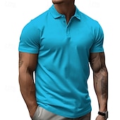 baratos Polo Clássico Masculino-Homens Camisa de golfe Camisas Polos de Golfe Trabalho Casual Lapela Manga Curta Básico Moderno Tecido Botões Verão Normal Preto Branco Amarelo Vermelho Azul Marinha Azul Royal Camisa de golfe