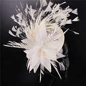 baratos Capacete de Casamento-Peça para Cabeça Penas Sinamay Casamento Festa de Noite Elegante Casamento Com Penas Capacete Chapéu