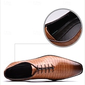 abordables Officiel-Richelieus à lacets en cuir cognac motif crocodile pour homme : chaussures sophistiquées pour professionnels