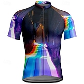 abordables Maillots pour hommes-Homme Maillot de cyclisme Manche Courte Cyclisme T-shirt Maillot avec 3 poches arrière VTT Vélo tout terrain Respirant Séchage Rapide Design Anatomique Évacuation de l&#039;Humidité Noir Arc-en-ciel Des