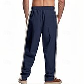preiswerte Sweatpants-Herren Sporthose Jogginghose Hose Freizeithose Kordelzug Seitenstreifen Gerader Schnitt Einfach Komfort Atmungsaktiv Volle Länge Outdoor Lässig Laufen Sport Mode Schwarz Rote