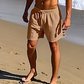 economico Vacanza-Per uomo Shorts Shorts di Lino Pantaloncini Estivi Shorts da Spiaggia Coulisse Elastico in vita Bottone laterale Semplice Comodità Traspirante Lunghezza al ginocchio All&#039;aperto Quotidiano Ferie Moda