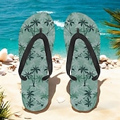 billige Grafiske utskriftssko-unisex tropiske solnedgangsflip flops – livlige strandsandaler med palmetretrykk for sommer-, basseng- og ferieklær