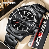 cheap Quartz Watches-SANDA 3265 Men&#039;s Quartz Watch Simple and Fashionable Large Dial Night Light Waterproof Band Calendar Wristwatch