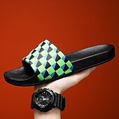abordables Sandales décontractées-sandales à enfiler géométriques vibrantes pour hommes – chaussures d&#039;été décontractées pour la plage et la piscine