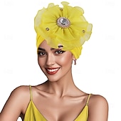 baratos Chapéus e Fascinators-Chapéu Combinação Poliéster / Algodão Chapéu mole turbantes Casual Igreja Estilo bonito Com Pedrarias Flor Capacete Chapéu
