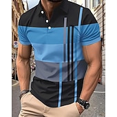  Ανδρικά Πουκάμισο γκολφ Μπλουζάκια Golf Polos Causal Δουλειά Πέτο Κοντομάνικο Βασικό Μοντέρνα Ριγέ Κουρελού Κουμπιά Καλοκαίρι Κανονικό Ροζ+Πορτοκαλί Σκούρο Ροζ Γκρίζο Πουκάμισο γκολφ