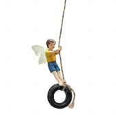 cheap Garden Sculptures&amp;Statues-Flower Fairy Resin, Swing Tire Swing Flower Fairy Resin, Fairy Figurines for Outdoor Garden Yard Lawn Supplies Home Decor