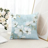 billiga blom- och växtstil-Blomsterdekorerade kastkuddar överdrag 1 styck mjukt kvadratiskt soffkuddöverdrag kuddfodral för sovrum vardagsrum soffa stol