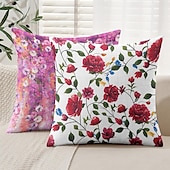 baratos estilo floral e plantas-Capa Decorativa de Almofadas com Flores Bonitas 1PC Capa de Cushion Quadrada Suave para Sofá Capa de Travesseiro para Quarto Sala de Estar