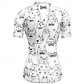 abordables Maillots de mujer-Mujer Maillot de Ciclismo Gato Manga Corta Bicicleta Camiseta Maillot con 3 bolsillos traseros MTB Bicicleta Montaña Secado rápido Diseño Anatómico Capilaridad Transpirable Deportes Negro Blanco