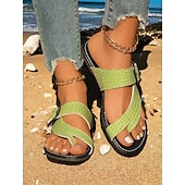 levne Sandály na dovolenou-dámské trendy zelené croc – sandály s reliéfem – dvojité – páskové, tanga – obuv ve stylu dámských plážových výletů, letních procházek a příležitostných setkání