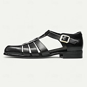 cheap Premium Leather Sandals-Men&#039;s Leather Fisherman Sandals - Breathable Summer Closed-Toe Sandals for Casual &amp; Outdoor Wear