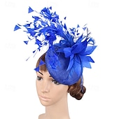 baratos Capacete de Casamento-Peça para Cabeça Penas Sinamay Casamento Festa de Noite Elegante Casamento Com Penas Capacete Chapéu